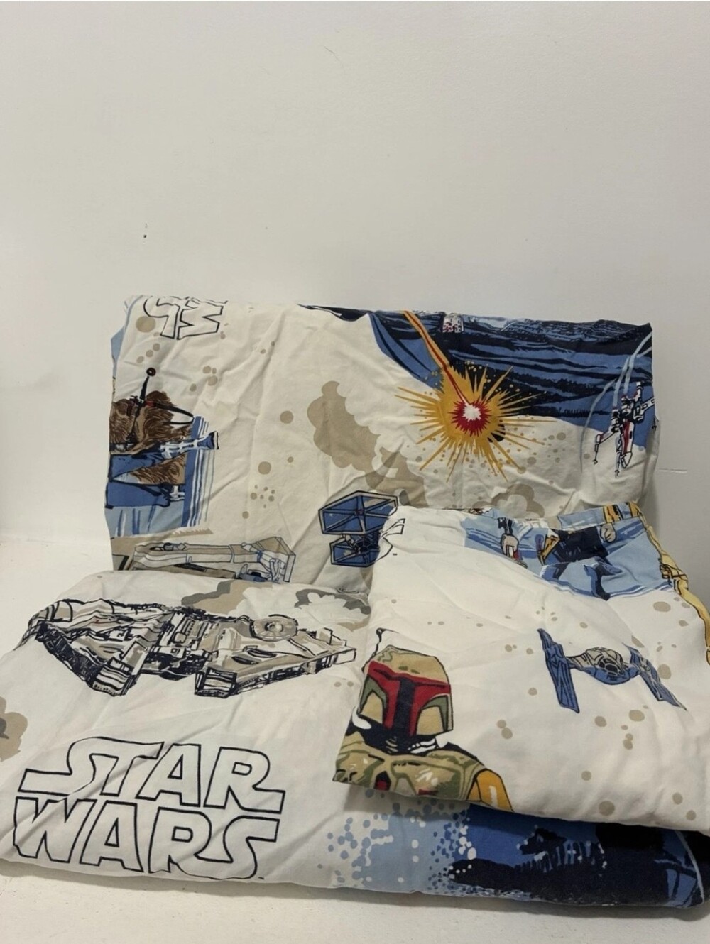 Pottery Barn Kids Star Wars Kids Twim Sheet Set in White and Blue
